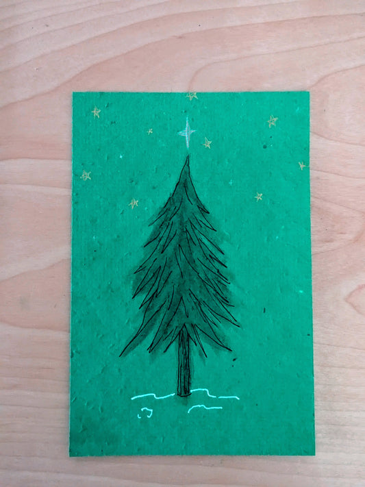 Seed Paper Christmas Tree Holiday Card Set with Envelope 4 x 6 inches