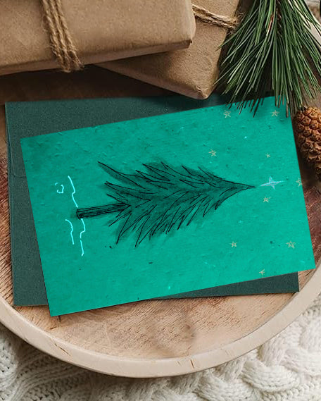 Seed Paper Christmas Tree Holiday Card Set with Envelope 4 x 6 inches